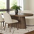 WILLIAMSPACE 84" Oval Dining Table for 6-8, Modern Cocoa Finish Wooden Kitchen Table with Heavy Duty Base Farmhouse Dining Room Table for Living Room Reception Room, Easy Assembly, Natural