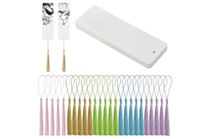 PPhtony Kraft Paper Book Page Marks 25Pcs Unfinished Blank Craft Cardstock Page Marker with 25Pcs Colorful Silky Tassel for Christmas Gift Stocking Stuffer Present Tags and DIY Projects (White)