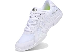 TUOTOM Girls White Cheer Shoes Youth Competition Cheerleading Dance Sneakers Breathable Athletic Training Tennis