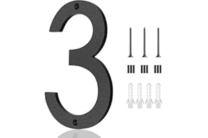 MEREAR 10 Inch House Numbers, Large Plastic Modern House Numbers for Outside Black Floating Exterior Address Home Door Numbers Easy to Install (3)