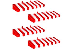Boao 4 Pack Circus Awning Decoration 3D Stripe Cardboard Awning Carnival Wall Decor Circus Party Favors for Lemonade Stand Bakery Ice Cream Truck Bulletin Board Decor(Red and White)
