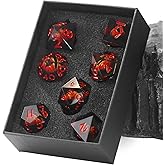 FONVGOGO Liquid Core DND Dice Set,Dragon Eye Dice for Dungeons and Dragons | Sharp Edge Resin Beholder D and D Dice Set for TTRPG RPG Role Playing Games, Red Polyhedral Dice, DND Gifts for Board Games