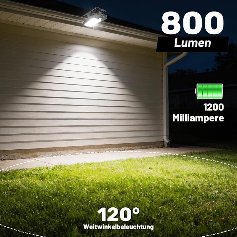 Solarlampen für Außen mit Bewegungsmelder, 4 Stück Clip-on Solarleuchten mit 3 Modi und 3 Farben, USB-Aufladung und Fernbedienung, Wasserdicht Solar Lampe für Garten Zau Dachrinnen Beleuchtung — Foto 3 von 8