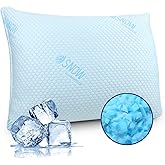 KGAUT Shredded Foam Pillow Queen Size - Cooling Memory Foam Pillows That Stay Cold Soft Pillow for Sleeping, Adjustable Bed Pillow for Side, Back, and Stomach Sleepers