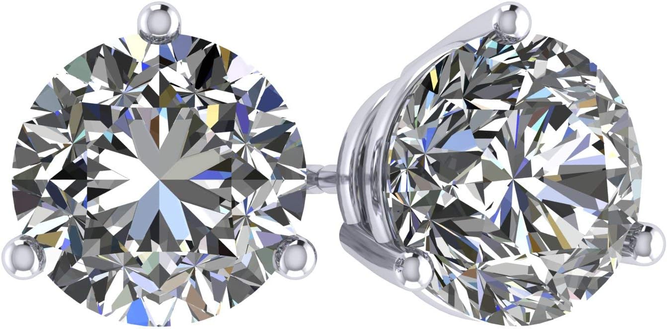 14K Gold Post & Sterling Silver-Swarovski-Zirconia 3 prong-Martini Style Stud Earrings 1.0ct to 4ct