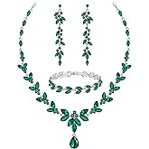 Wedding Jewelry Sets for Bride Bridesmaid Bridal Jewelry Set for Women Wedding Crystal Necklace Earrings Bracelet Set for Party Prom Jewelry
