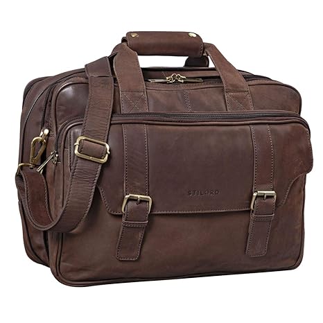 STILORD 'Valencia' Lehrertasche Leder Damen Herren Vintage Umhängetasche Große Ledertasche Laptoptasche XL für Schule Uni mit