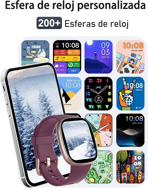 Reloj Inteligente Hombre Mujer con Llamadas Bluetooth 5.3, Smartwatch Deportivo 3ATM Impermeable con 113 Modos Deportivos, Monitor de Pulsómetro, Sueño y SpO2, Reloj Digital (Morado)