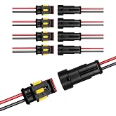 MUQIDA 5PCS 2 Pin Way Electrical Wire Connector, Waterproof Male &amp; Female Electrical Plug Socket Kit, 2 Wire 20 AWG Connector Quick Disconnect Plug for Cars Trucks Motorcycles