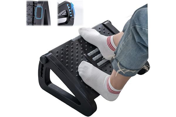 Foot Rest for Under Desk at Work, Foot Stools for Under Office Desk Ergonomic Adjustable Gaming Desk Footrest with 6 Heights,