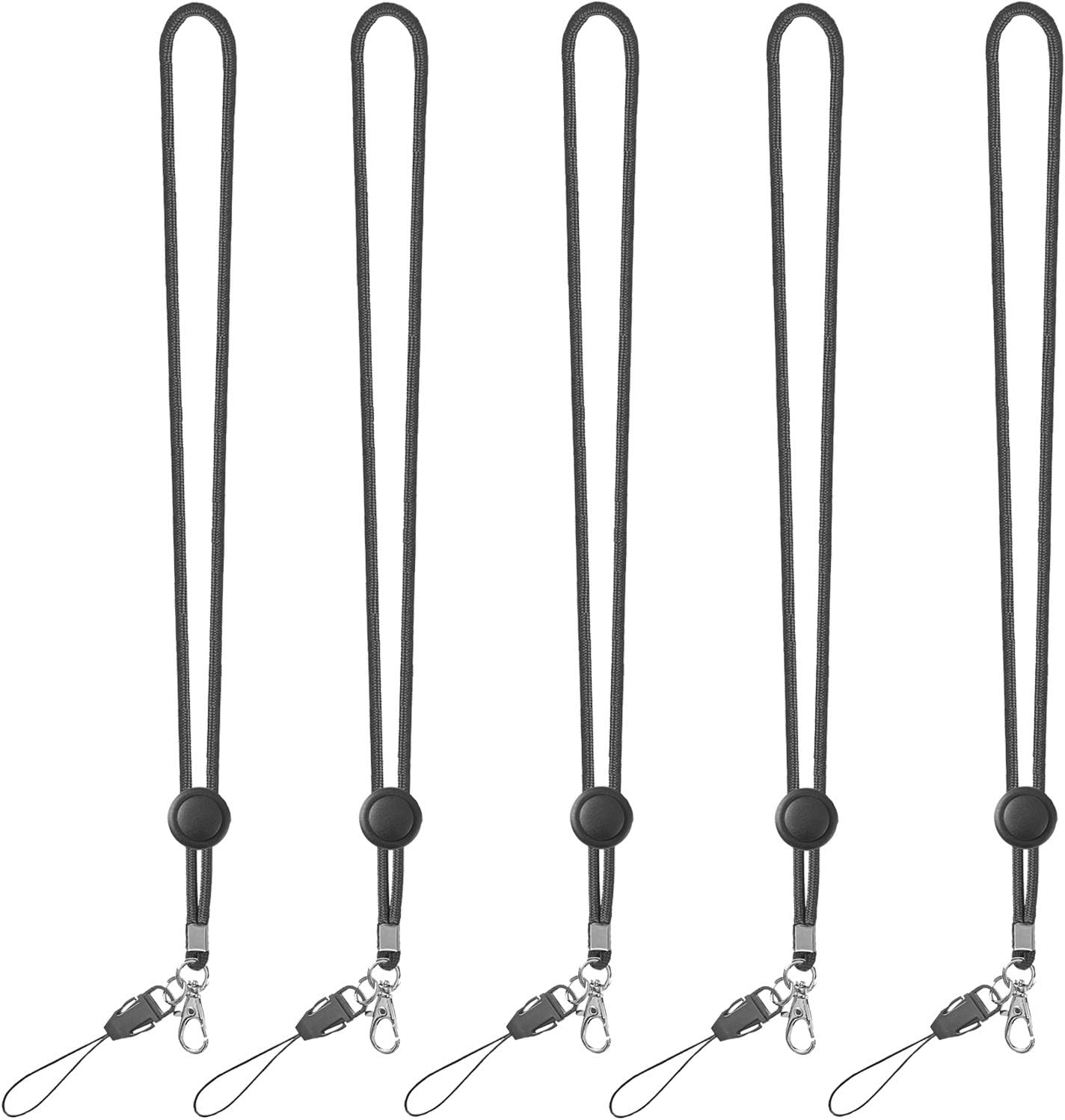 Lanyard Adjustable Grey Neck lanyards for Pen Men Women Keys id Badge Holder Woven Gray Office lanyards for Pen Name Badges ID Card,Cell Phones USB Sticks Whistles iPod and ID Card Badge -Pack of 5