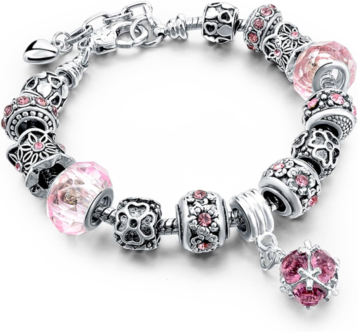 YouzhiWan007 European Style Authentic Tibetan Silver Blue Crystal Charm Bracelet for Women Original DIY Beads Jewelry Christmas Gift