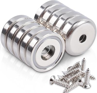 MIN CI 10pcs Neodymium Magnet 20mm Round Pot with Hole Steel Capsule 35lbs
