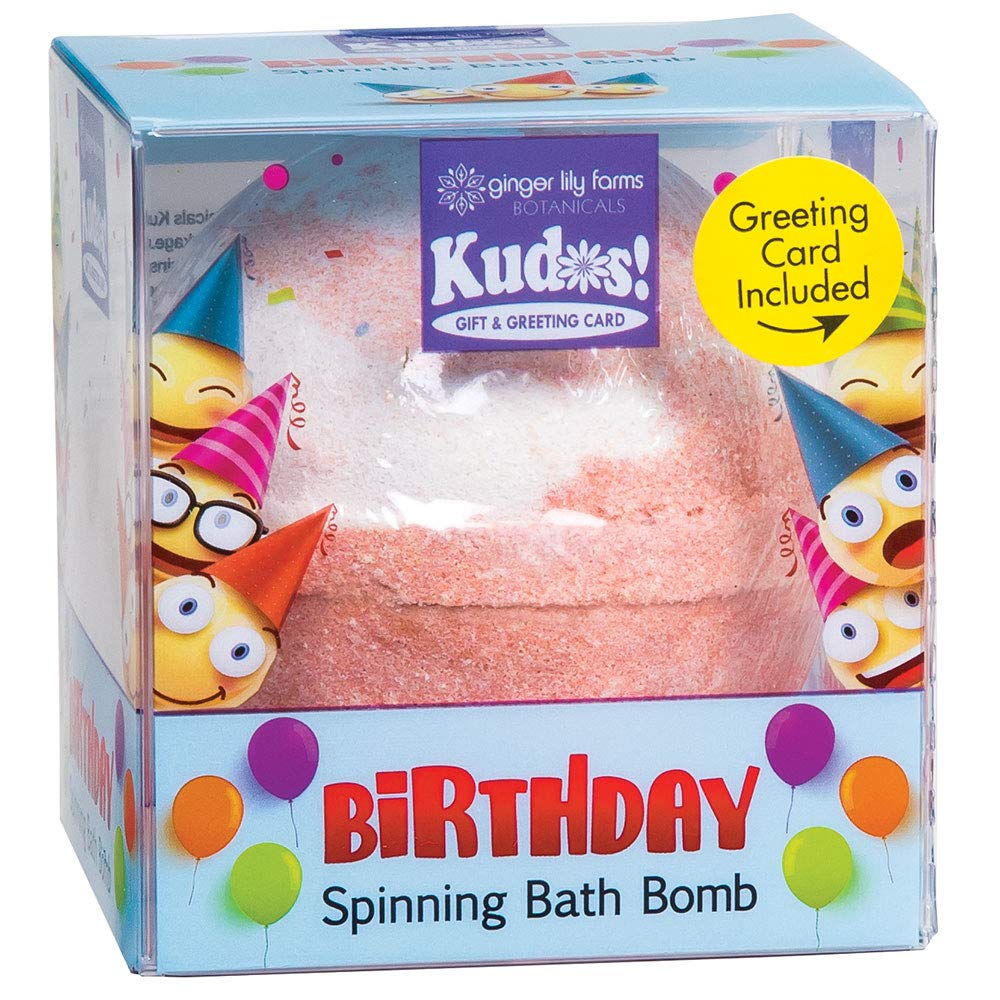 Amazon Com Ginger Lily Farms Botanicals Kudos Birthday Laughs Giggles Spinning Bath Bomb Greeting Card Beauty