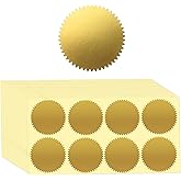 200 Pcs 2 Inch Embossing Stickers Gold Metallic Seals Certificate Sealing Labels with Serrated Edge for Awards Legal, Certificates