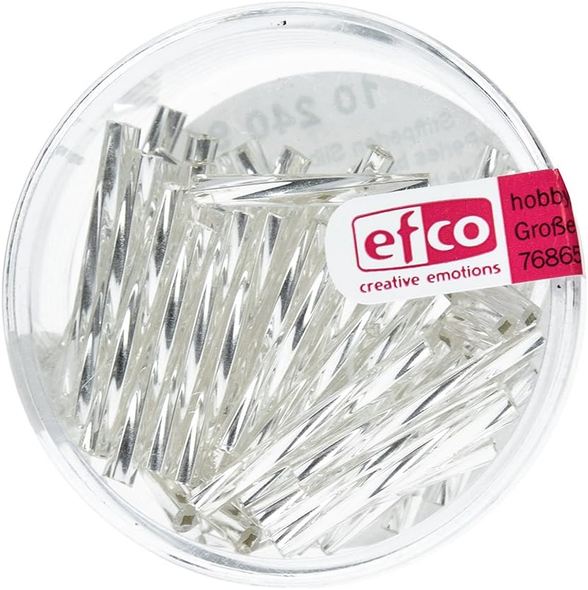 Efco Bugle Beads Lined Twisted ø 2 x 20 mm 10 g Silver