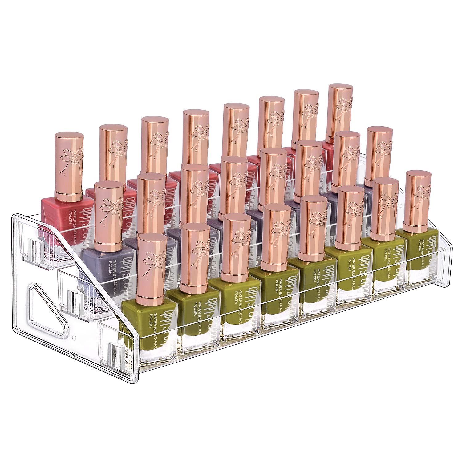JessLab Nail Polish Organizer, 3-Tier Clear Acrylic Nail Polish Rack Essential Oil Holder Cosmetic Display Case Makeup Organizer Cosmetics Storage for Bathroom Vanity Countertop