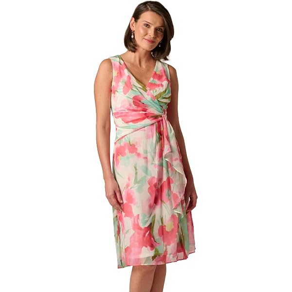 Calvin Klein Women's Dress Maxi Chiffon Wrap Dress Indigo Multi 6 at Amazon  Women's Clothing store