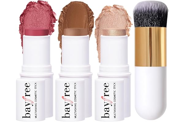 KIMUSE Face Sticks Trio, Cream Blush & Highlighter & Contour Stick for Sculpt the Cheeks, Long Lasting Cream Contour Stick Tr