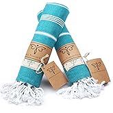 SMYRNA TURKISH COTTON Classical Series Turkish Hand Towels Set of 2, 18x30 inch, Decorative Turkish Hand Towels for Bathroom, Kitchen, Face, Hair, Tea, Yoga, Gym, Dishcloth Set of 2, Petrol
