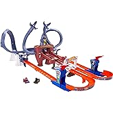 Hot Wheels RacerVerse Spider-Man’s Web-Slinging Speedway Track Set with Hot Wheels Racers Spider-Man & Black Panther, Multi-L