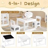 Lestarain Children's Table and Chair Set with Storage, White + Grey view 4