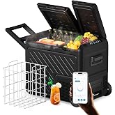 WOLFBOX 12V Car Refrigerator, 49 Quart Dual Zone Car Fridge, Portable Freezer(-8℉~68℉) with 12/24V DC 100/240V AC, APP Contro