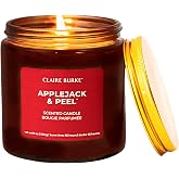 Claire Burke Scented Candle, Applejack &amp; Peel Fall Scent, Jar Candle, 13 oz | Approx. 65 Hour Burn Time, Amber Glass Jar with Gold Lid, Hand-Poured, Apple, Cinnamon and Spice Notes, Fall Scent