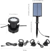 NATPOW Solar Pond Lights 3 Lamps 18 LEDs IP68 Underwater Spotlight view 2