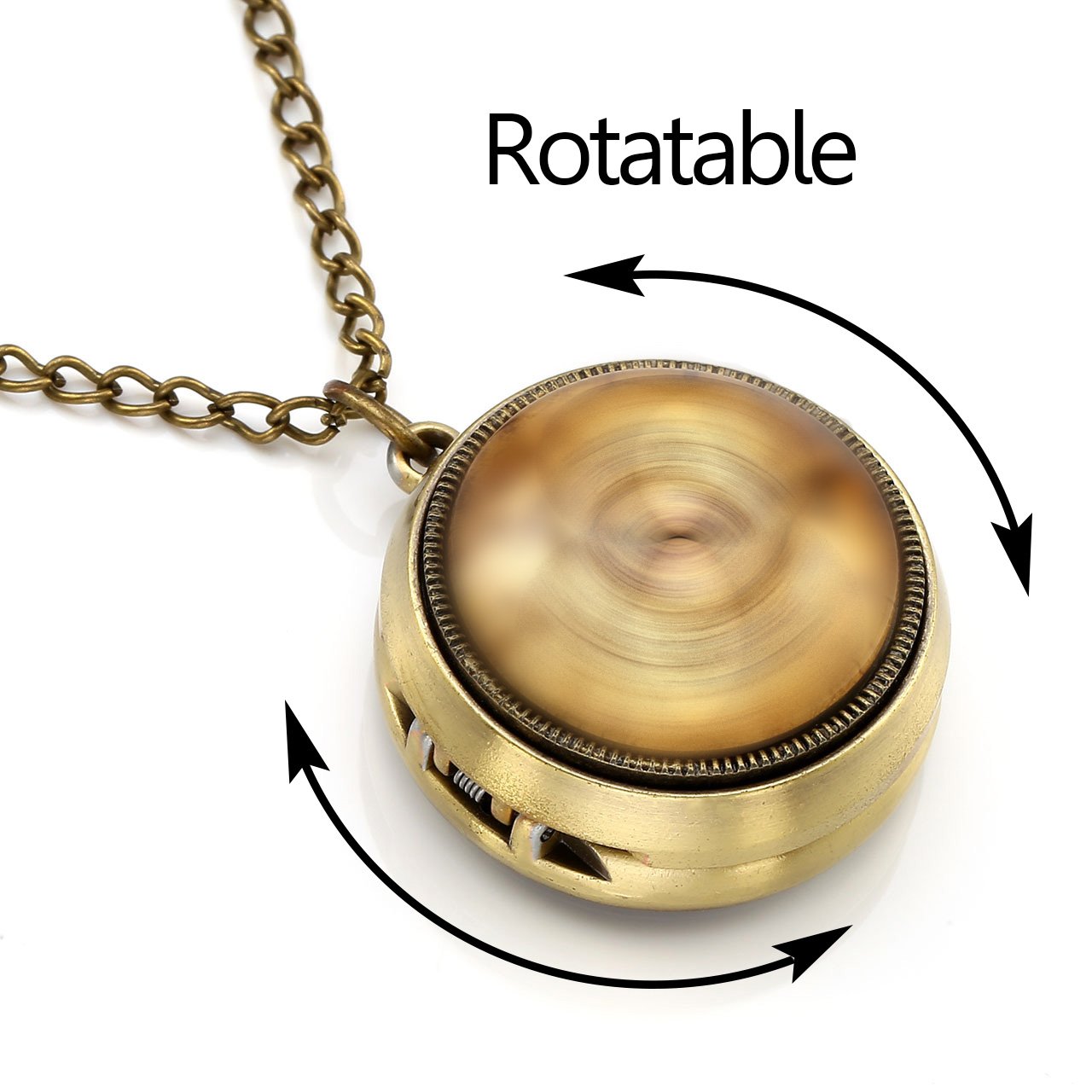 Top Plaza Retro Classic Antique Bronze Fob Pocket Watch Rotatable Hemisphere World Map Vintage Pendant Necklace Analog Quartz Watch With Chain