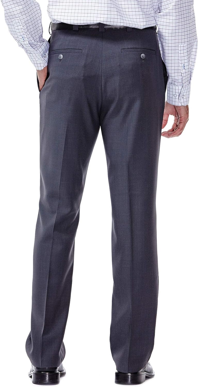 Haggar Men's eCLo Stria Expandable-Waist Plain-Front Dress Pant at  Men’s Clothing store: Mens Dress Pants Flat Front