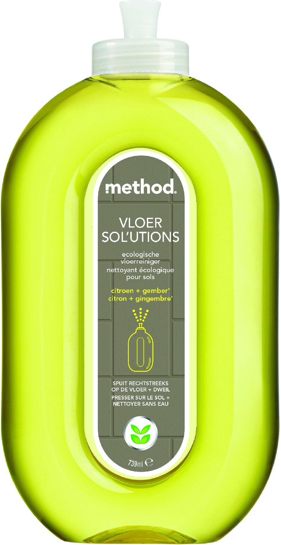method - Nettoyant Sols sans Eau  - Parfum Citron Gingembre - 739 ml - Lot de 2