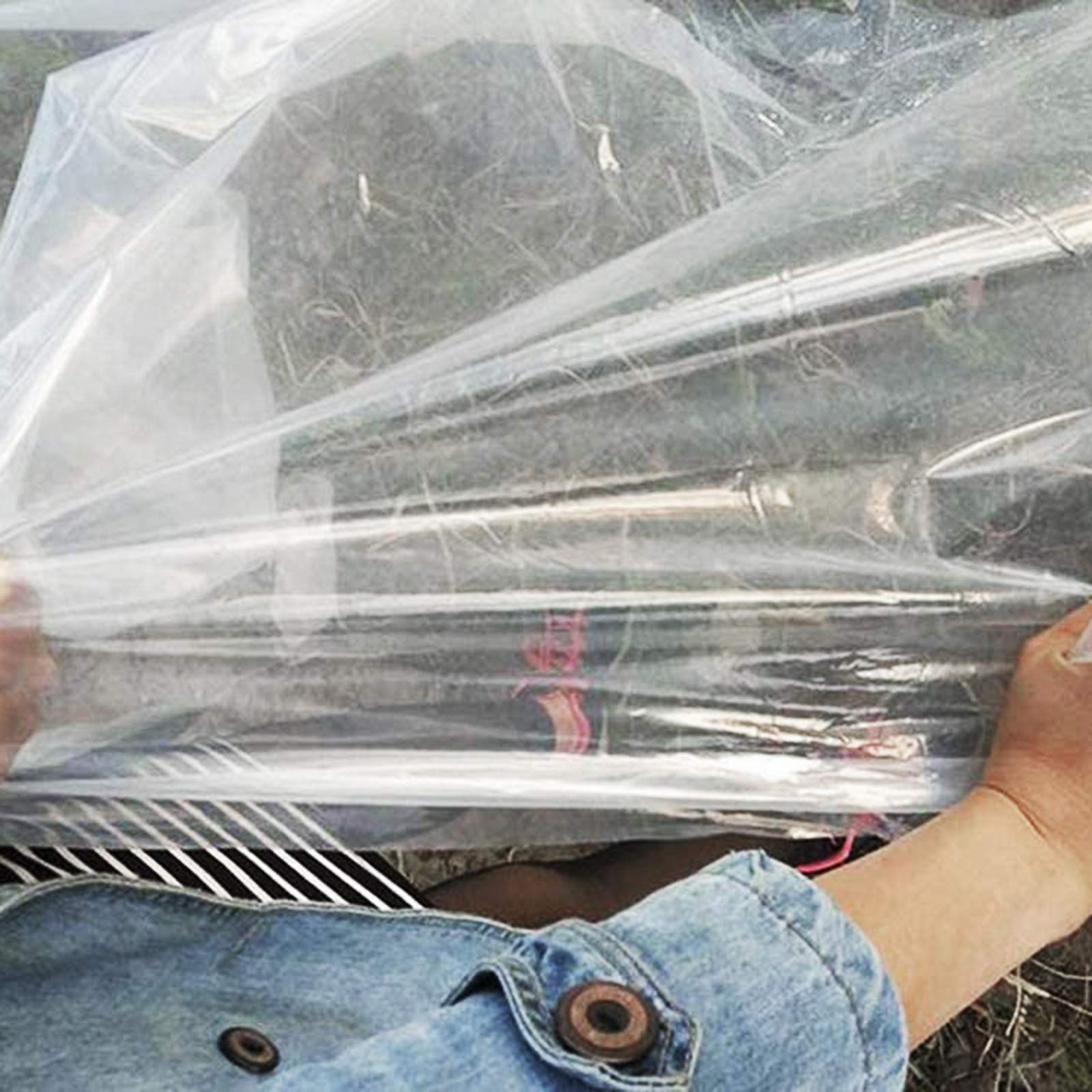 TINAYAU Greenhouse Cover with Grommets Clear Garden Plant Protector for Winter Animal Transparent PVC Greenhouse Film Canopy Clear Outdoor Plant Rain Frost Resistant Cloth