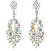 EleQueen Rhinestone Crystal Chandelier Earrings, Art Deco Marquise Teardrop Dangle Earrings Ladies Gifts