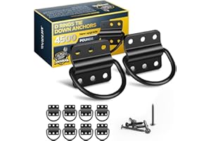 XIEKRAB 10Pack D Rings Tie Down Anchors Heavy Duty Steel 4500 Pound Breaking Strength Tie Down Anchors Hooks for RV BoatsCamper Pickup Trailer Truck Bed|D-Ring Tie Down Anchors Hooks for Trailer Accessories