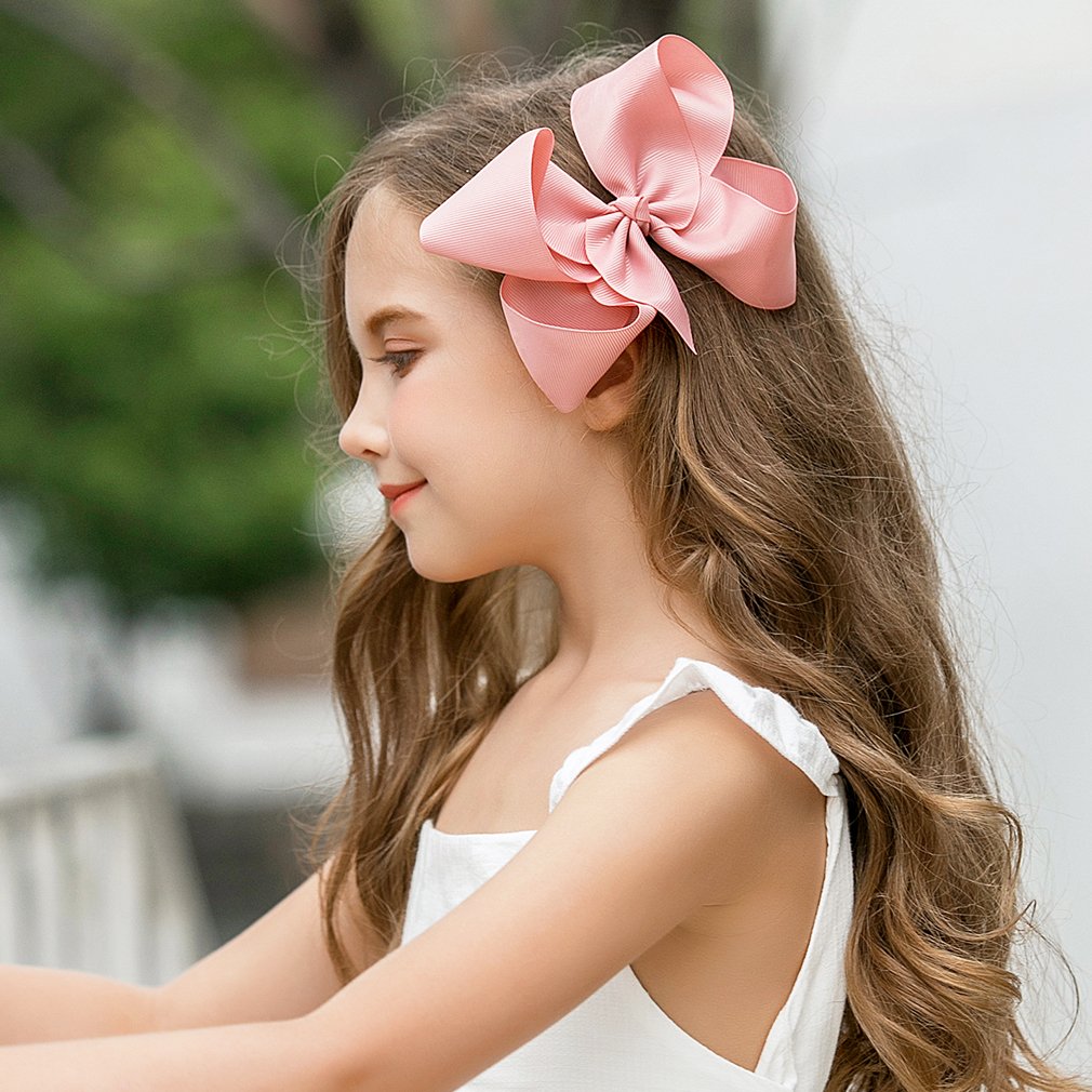 DEEKA 20 PCS Multi-colored 6" Hand-made Grosgrain Ribbon Hair Bow Alligator Clips Hair Accessories for Little Girls : Beauty