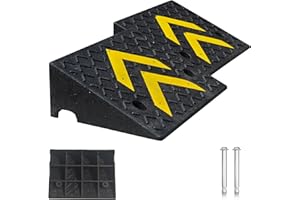 Liramera Rubber Curb Ramp, 6" Rise Height 2 Pack, Heavy-Duty 22000 lbs/10 T Capacity Threshold Ramps for Sidewalks, 17.13" L 