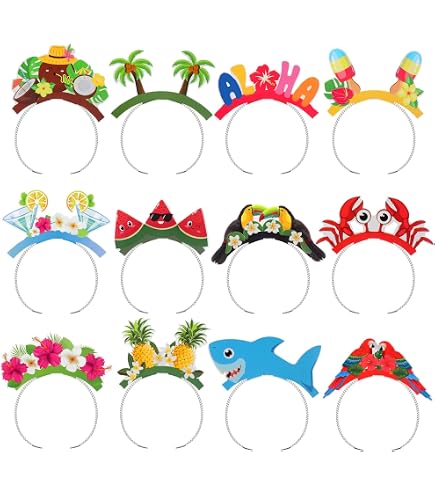 Pack De 12 Diademas De Flamenco Hawaiano – Con Plumas Y Terciopelo – Diseño Rosa Y Llamativo – Ideal Para Fiestas Hawaianas, Cumpleaños Y Eventos Temáticos
