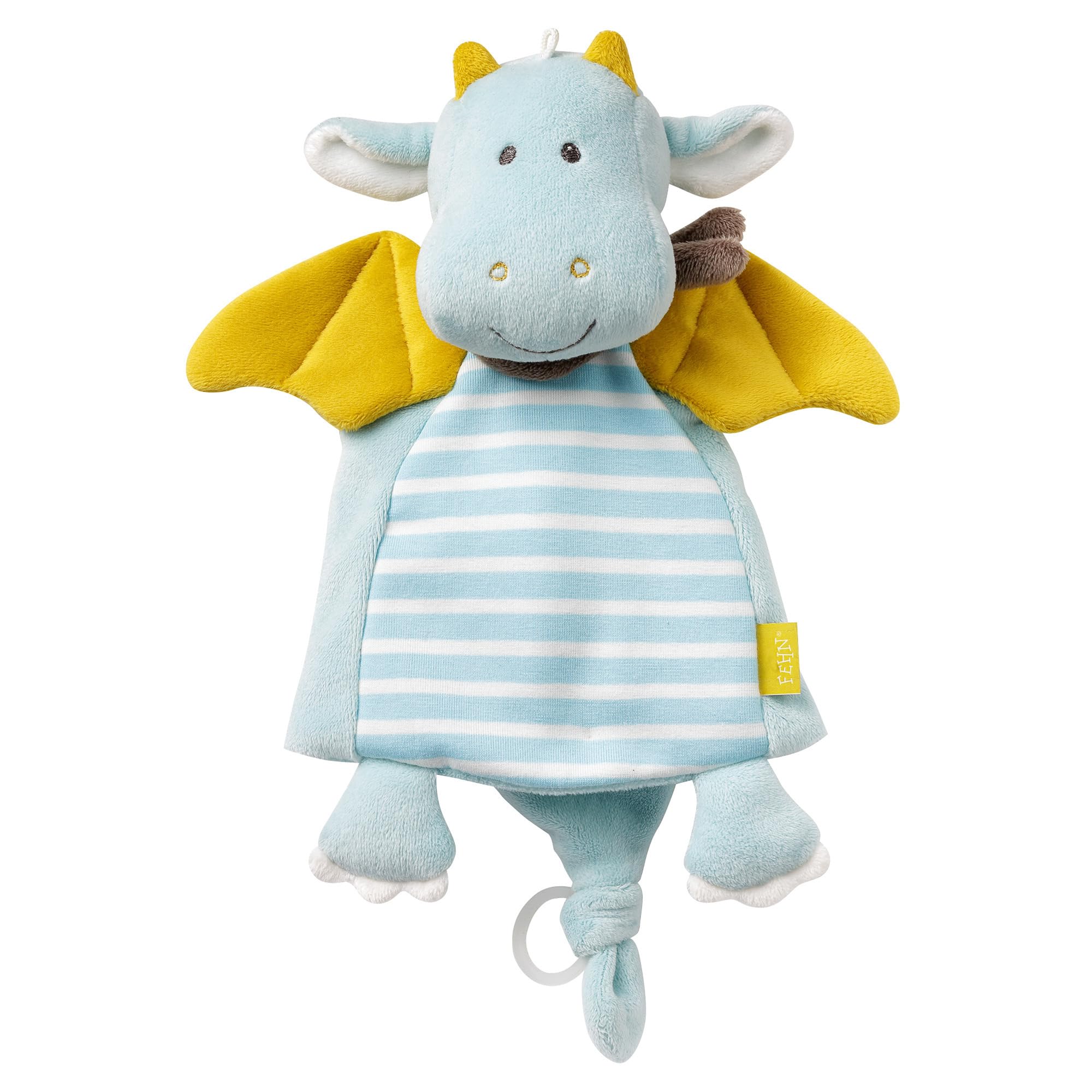 Fehn 065077 Dragon Deluxe Cuddle Blanket – Comforter Blanket with Fastening Ring for Pacifier – for Cuddling Babies from Newborns Upwards – Dimensions : 30 cm — image 1