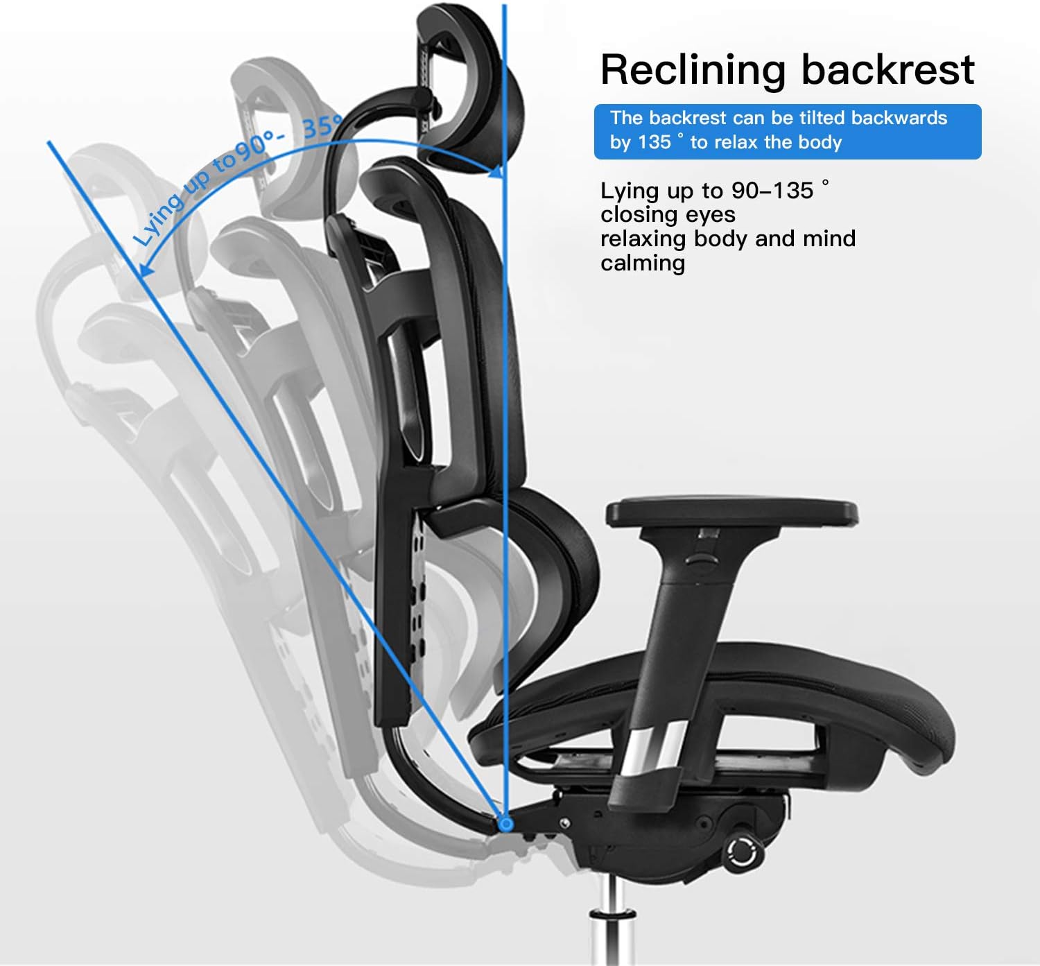 Office Chair Ergonomic with 3D Lumbar Support and Rollerblade Wheels,Seat Depth Adjustment,Executive Office Chair with High Back and All Mesh Design(Black): Kitchen & Dining
