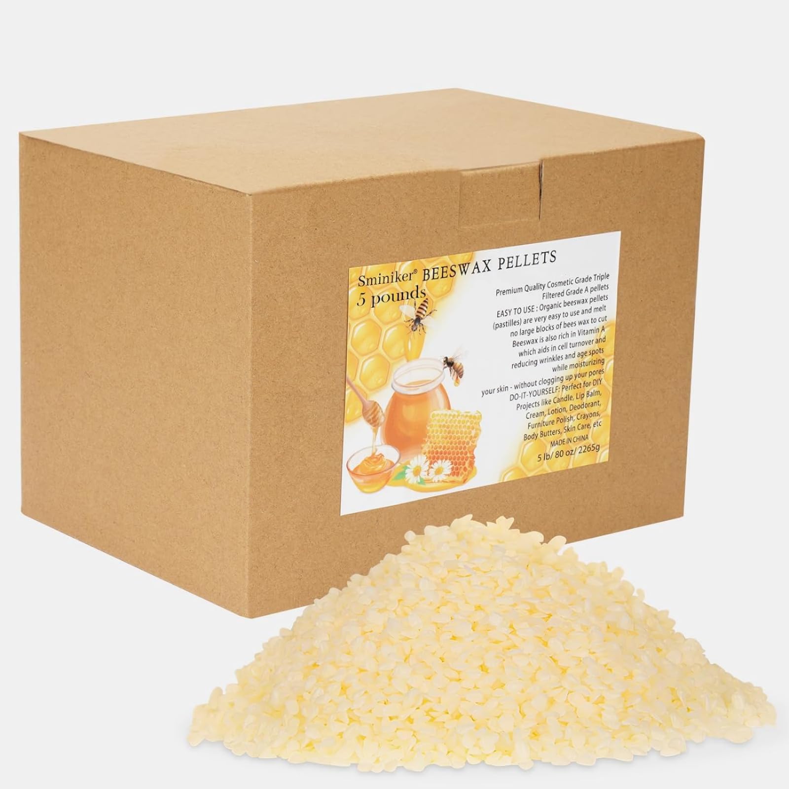 Photo 1 of 5LB Beeswax Pellets Beeswax for Candle Making Beeswax Pellets for Skin Beeswax Beads Beeswax Bulk Beeswax for Lotion Making for DIY and Craft Project