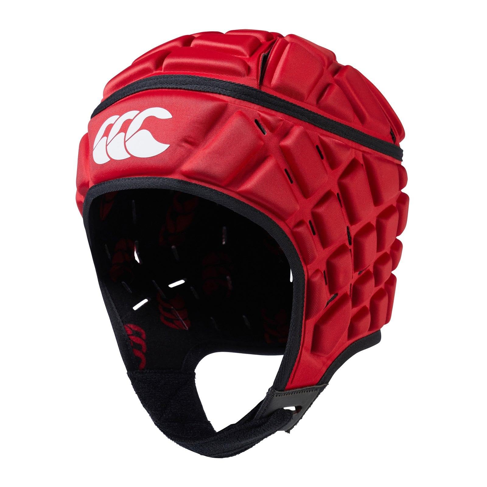 Canterbury CCC Rugby Raze Headguard, Scrum Cap, Full Coverage, Soft-Edged Chin Strap, Designed Holes Aid Ventilation, Foam Padding,Flag Red,XS