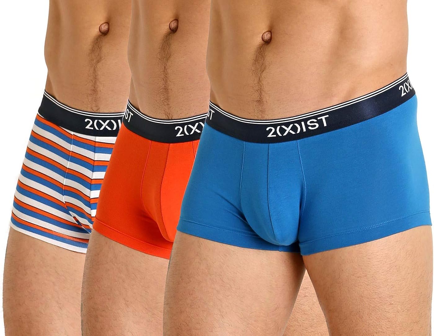 2(X)IST Men's Cotton Stretch No Show Trunk 3-Pack: Clothing