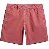 maamgic Men's Classic-fit 7" Cotton Casual Shorts Elastic Waistband with Multi-Pocket Daily Wear Walking Summer Outfit