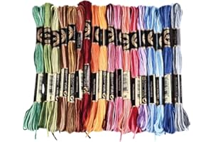 CABODYALS 18 Skeins 6 Strands Colorful Variegated Embroidery Floss Rainbow Color Gradient Cross Stitch Thread Friendship Brac