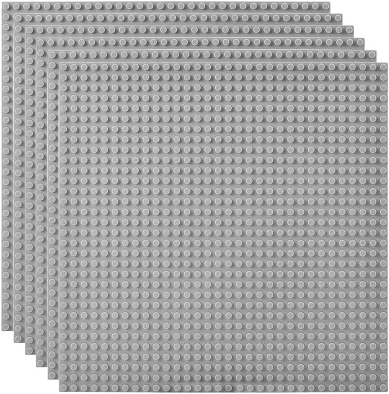 Lekebaby 6 Pack Base Plates 10x10 Large Building Board Grey 32x32 studs