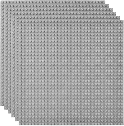 Lekebaby 6 Pack Base Plates 10x10 Large Building Board Grey 32x32 studs