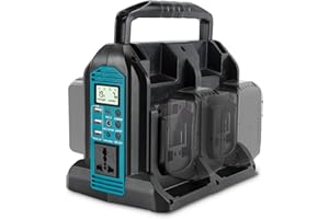 HIPOKE 350W Power Inverter for Makita 18V LXT Li-ion Battery, 4-Port 20V to 120V Pure Sine Wave Inverter with LED Light, 3 USB-A Port, 1 USB-C Port, 1 DC Port, Power Station for Outdoor Camping (Tool Only)