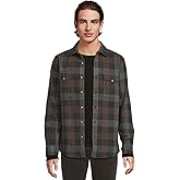 Johnston and Murphy Men's Brushed Button-Front Knit, Navy/Brown Large Plaid