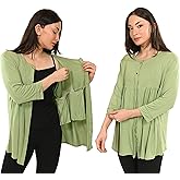 Inspired Comforts Women's Mastectomy Recovery Front Open Snap Shirt with Drain Pockets